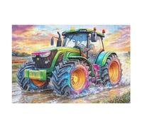 Green Tractor Flower Field Rompicapo 1000 Pezzi Per Bambini E Genitori Cartone Spesso Sicuro Difficoltà Bassa Per Svago Familiare Con Poster Incluso Qualità Garantita 1000 PCS（75x50cm）