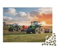 Green Tractor Puzzles 1000 Pezzi Riciclato Farm Work Anziani Puzzles Accessori per Gioco di Festa Ottima Idea Regalo per Family And Friends Birthdays 38x26cm/1000pcs