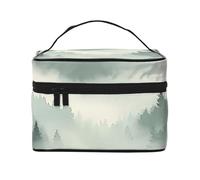 Green Tree Forest Travel Makeup Bag - Organizer portatile per articoli da toeletta con scomparti con cerniera per spazzole, bottiglie e prodotti per la cura della pelle