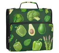 Green Vegetables Bell Peppers 3 raccoglitori ad anelli 3 1 1/2 pollici D ring Zip up raccoglitore organizzatore scuola raccoglitori borsa con tracolla cartella portfolio di base con manico