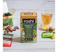 Green Velly Roshi Assorted Herbal & Green Tea Collection | (25 Teabags) | Desi Kahwa, Immunity tea, Digestion support, Relaxing, Calming Detox tea | Green Tea Sampler Trial Pack with 5 Exotic Flavors | Gift of Wellness in one Box