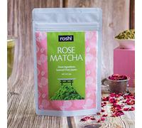 Green Velly Roshi Rose Matcha Green tea | 50g | Authentic Japanese Matcha with Rose & Stevia for a youthful, glowing skin | Anti-ageing Matcha Green tea powder