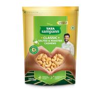 Green Velly Sampann Classic Salted & Roasted Cashews | Flavourful & Crunchy Snack Rich in Protein, Magnesium, and Phosphorus | No Artificial Colours, Preservatives & Flavours | 190g