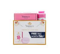 Green Velly Yardly London English Rose Luxury Soap for Women, 100g (Pack of 4) + Green Velly Yardly London English Rose Perfumed Talc for Women, 100g