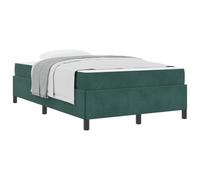 Green Velvet Upholstered Bed Frame with Mattress Set 120 x 190 cm, Dark Green Fabric Platform with Wooden Slatted Base, Modern Minimalist Double Bed Frame for Bedroom Living Room, Box Spring Needed