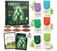 Green Vitality BIO - Set di 6 miscele vitali per germogli di vetro e setaccio di crescione - Microgreens Starter Kit con semi di germogli di alta qualità per un'alimentazione sana