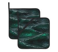 Green Water Waves - Presine quadrate con motivi stampati, perfette per cucinare, cuocere al forno, campeggio e molto altro ancora