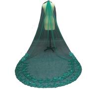 Green Wedding Veil Single Tier Bling Sequins Lace Bridal Veil with Comb Beautiful Wedding Accessories
