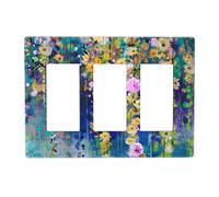 Green Wild Flower 3 Gang Triple Rocker/Decora Interruttore Della Luce Parete Piastra Frontale Elettrico Decorativo per Bagno Casa Soggiorno Camera Da Letto Decor Senza Viti 16,7 cm x 4,65