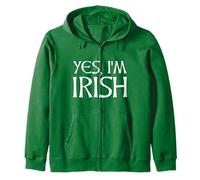 Green Yes, I'm Irish St Paddy's Day Ireland Celtic Font Felpa con Cappuccio