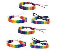 GREENADSCAPE 6 Pezzi Braccialetti Unisex Intrecciati Per in Cotone Con Bandiera Per Amicizia Regolabili Arcobaleno