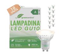 greenandco 10x GU10 | sostituisce 44W | bianco freddo 6500K | 2.5W 450lm | 100° | senza sfarfallio | classe di efficienza energetica A | lampadina LED 230V | non dimmerabile