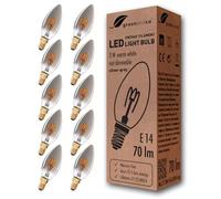 greenandco 10x lampadina a filamento LED Vintage | grigio | E14 C35 | 2W 70lm | 1800K bianco extra caldo | 360° | 230V | senza sfarfallio | non dimmerabile