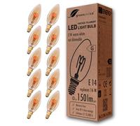 greenandco 10x lampadina a filamento LED Vintage | oro | E14 C35 | 2W 150lm | 2000K bianco extra caldo | 360° | 230V | senza sfarfallio | non dimmerabile