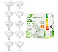 greenandco 10x MR16 GU5.3 | dimmerabile | sostituisce 45W | bianco caldo 3000K | IRC 90+ | 6,5W 510 lm | 38° | senza sfarfallio | COB LED spot | 12V AC/DC