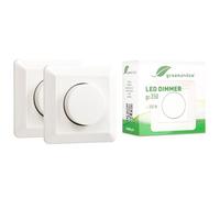 greenandco 2x gc-350 dimmer da incasso LED e alogeno | 1-350 watt | adatto per circuiti con deviatore | con funzione boost | bianco
