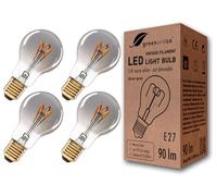 greenandco 4x lampadina a filamento LED Vintage | grigio | E27 A60 | 3W 90lm | 1800K bianco extra caldo | 360° | 230V | senza sfarfallio | non dimmerabile