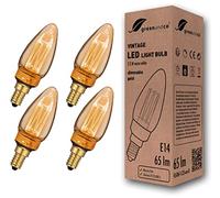 greenandco 4x Lampadina Vintage Edison LED dimmerabile | E14 C35 | ambra | 2,3W 65lm | 1800K luce extra calda | 320° | 230V | nessun sfarfallio