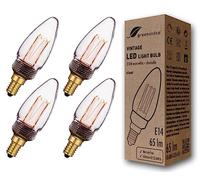 greenandco 4x Lampadina Vintage Edison LED dimmerabile | E14 C35 | claro | 2,3W 65lm | 1800K luce extra calda | 320° | 230V | nessun sfarfallio