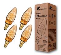 greenandco 4x Lampadina Vintage Edison LED | E14 C35 | ambra | 2W 65lm | 1800K luce extra calda | 320° | 230V | nessun sfarfallio | non dimmerabile
