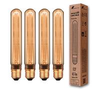 greenandco 4x Lampadina Vintage Edison LED | E27 T30 | ambra | 2W 65lm | 1800K luce extra calda | 320° | 230V | nessun sfarfallio | non dimmerabile