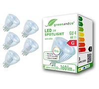 greenandco 5x MR11 GU4 | sostituisce 30W | bianco caldo 3000K | IRC 90+ | 3W 160 lm | 38° | senza sfarfallio | 12V AC/DC | non dimmerabile