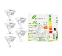 greenandco 5x MR16 GU5.3 | sostituisce 30W | bianco caldo 2700K | IRC 90+ | 3W 270 lm | 38° | senza sfarfallio | COB LED spot | 12V AC/DC | non dimmerabile
