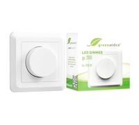 greenandco® gc-200 dimmer da incasso a LED rotante da 1-200 W, adatto anche per lampadine convenzionali e circuiti con deviatore, bianco