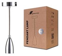 greenandco® lampada da soffitto luce a sospensione Vintage E27 color argento con cavo tessile accorciabile di 150 cm, per illuminazione interna, stile contemporaneo, 230V