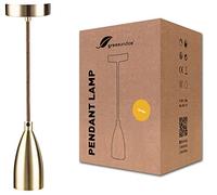 greenandco lampada da soffitto luce a sospensione Vintage E27 con cavo tessile accorciabile di 150 cm, per illuminazione interna, 230V (Ottone moderno)