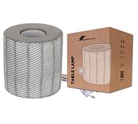 greenandco® lampada da tavolo in cemento grigio/bianco rotonda E27 con interruttore e presa, altezza 9,5 cm, diametro 9,2 cm