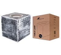 greenandco® lampada da tavolo in cemento nero/grigio cubo E27 con interruttore e presa 10 x 10 cm