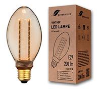greenandco Lampadina Vintage Edison LED | E27 B75 | ambra | 4W 200lm | 1800K luce extra calda | 320° | 230V | nessun sfarfallio | non dimmerabile