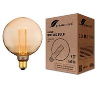greenandco Lampadina Vintage LED Smart WiFi | E27 G125 | 3,8W 160lm | 1800K | 320° | 230V | nessun sfarfallio | dimmerabile | Compatibile con Alexa e Google Assistant