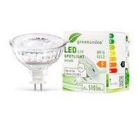 greenandco MR16 GU5.3 | dimmerabile | sostituisce 45W | bianco caldo 3000K | IRC 90+ | 6,5W 510 lm | 38° | senza sfarfallio | COB LED spot | 12V AC/DC