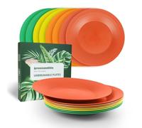 greenandlife 8 piatti piani da 25,4 cm, in plastica riutilizzabile, lavabili in lavastoviglie e adatti al microonde, leggeri e infrangibili, senza BPA, per bambini, bambini e adulti, 25,5 cm