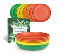 greenandlife 8 piatti piani da 25,4 cm, in plastica, riutilizzabili, lavabili in lavastoviglie e adatti al microonde, leggeri e infrangibili, senza BPA, per bambini e adulti