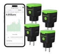 Greenaura Presa Smart, Presa WiFi con Monitoraggio Consumi, 4PCs Presa Intelligente 16A, timer Presa Elettrica, Prese Smart, Presa Smart Esterna 2,4GHz, Smart Life APP