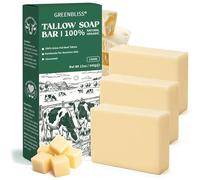 GreenBliss Sapone al seno di manzo, 3 pezzi, sapone inodore per viso, corpo e mani, mucche alimentate con erba, detergente quotidiano delicato