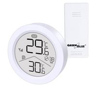 GreenBlue GB162 - Stazione meteo wireless con sensore esterno IP44, temperatura interna ed esterna, memoria min/massima, ampio display LCD, portata 60 m
