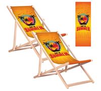 GreenBlue GB183 Sdraio in legno di faggio, 2 pezzi, Enjoy The Summer