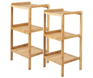 GreenBlue GB321 Libreria bagno in bambù 3 ripiani - set 2 (37x33x78 cm)