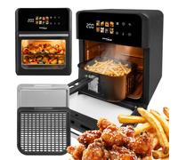 GreenBlue GB950 - Friggitrice senza olio Air Fryer 10 l, 1800 W, finestra a vista, 8 programmi, 70-200 °C, timer da 60 minuti, pannello touch LED, accessori: cestello, ciotole, nero