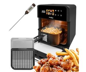 GreenBlue GB950 Friggitrice Oil-Free 10L 1800W con Oblò, Touch Screen LED, 8 programmi, Termometro per carne GB178 incluso, accessori e timer fino a 60 minuti