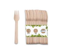 GREENBOX 100 forchette monouso in legno, biodegradabili, compostabili, resistenti, 16,5 cm