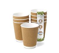 GREENBOX 25 bicchieri di carta con motivo a rombi, in cartone kraft marrone, ecologici, usa e getta, biologici, non stampati, 300 ml, 100% biodegradabili, compostabili