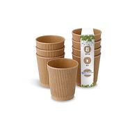 GREENBOX 25 bicchieri di carta striata To Go in cartone kraft marrone, non sbiancato, ecologici, monouso, non stampati, 200 ml, 100% biodegradabili, compostabili