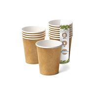 GREENBOX Confezione da 50 bicchieri in cartone monouso, biologici I to go per uso interno, colore bianco, parete esterna marrone, 200 ml, 100% biodegradabili, certificati, compostabili