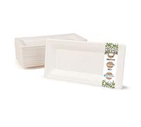 GREENBOX Piatti usa e getta di canna da zucchero compostabili I 50 pezzi piatti da festa rettangolari 26 x 13 cm bianco I piatti biodegradabili in canna da zucchero per antipasti antipasti bistecca
