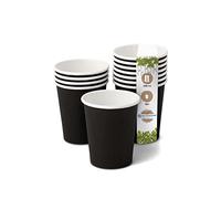 GREENBOX Tazza di carta biologica, usa e getta, tazza di carta, compostabile e biodegradabile, nero, non stampata, ecologica, 50 pezzi, 200 ml, 8oz